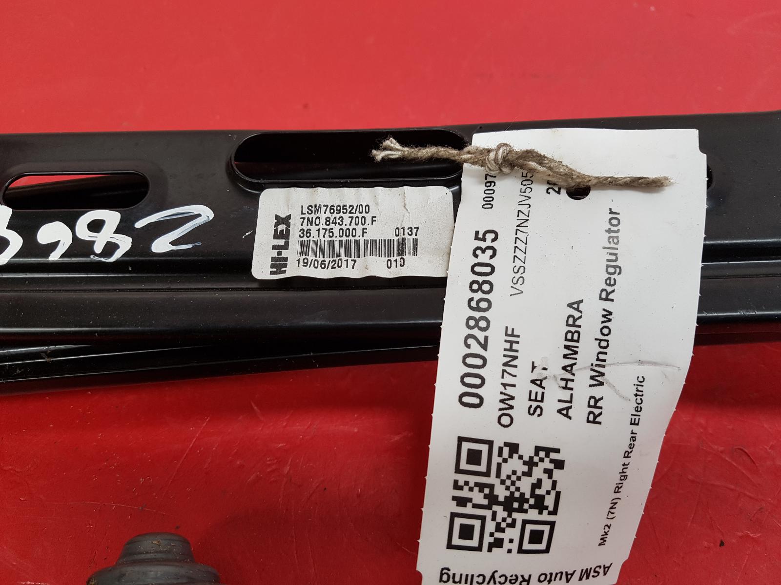 RR Window Regulator Alhambra Seat 2017