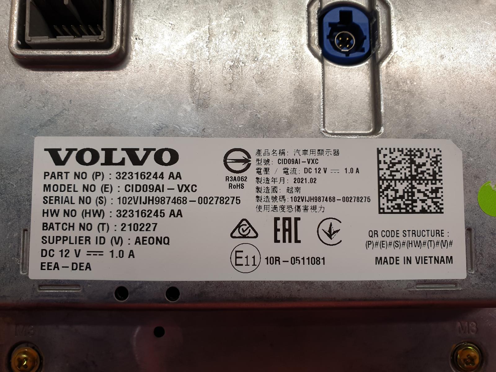 Radio Display Xc60 Volvo 2021 