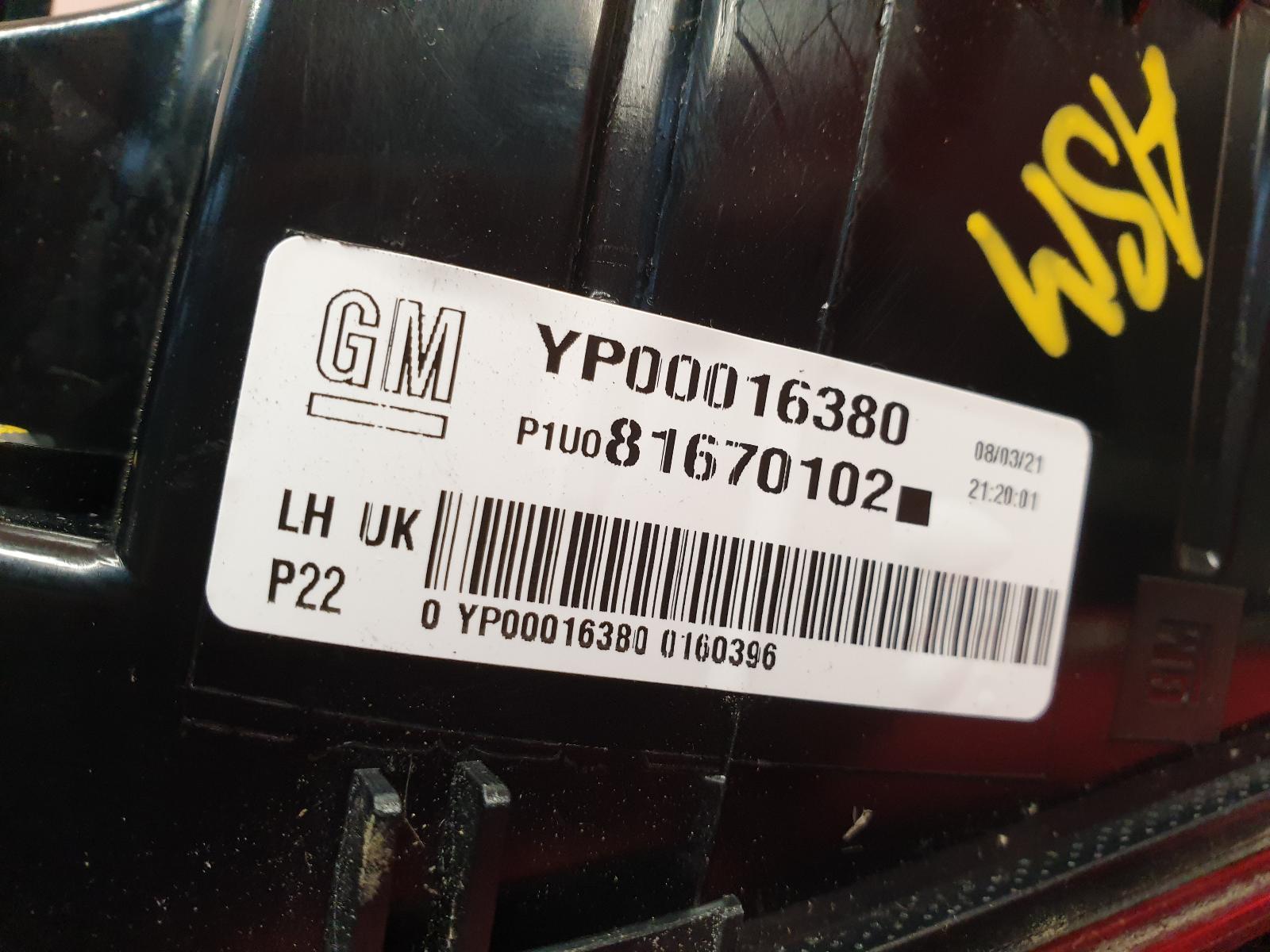 L Taillight Grandland X Vauxhall 2021