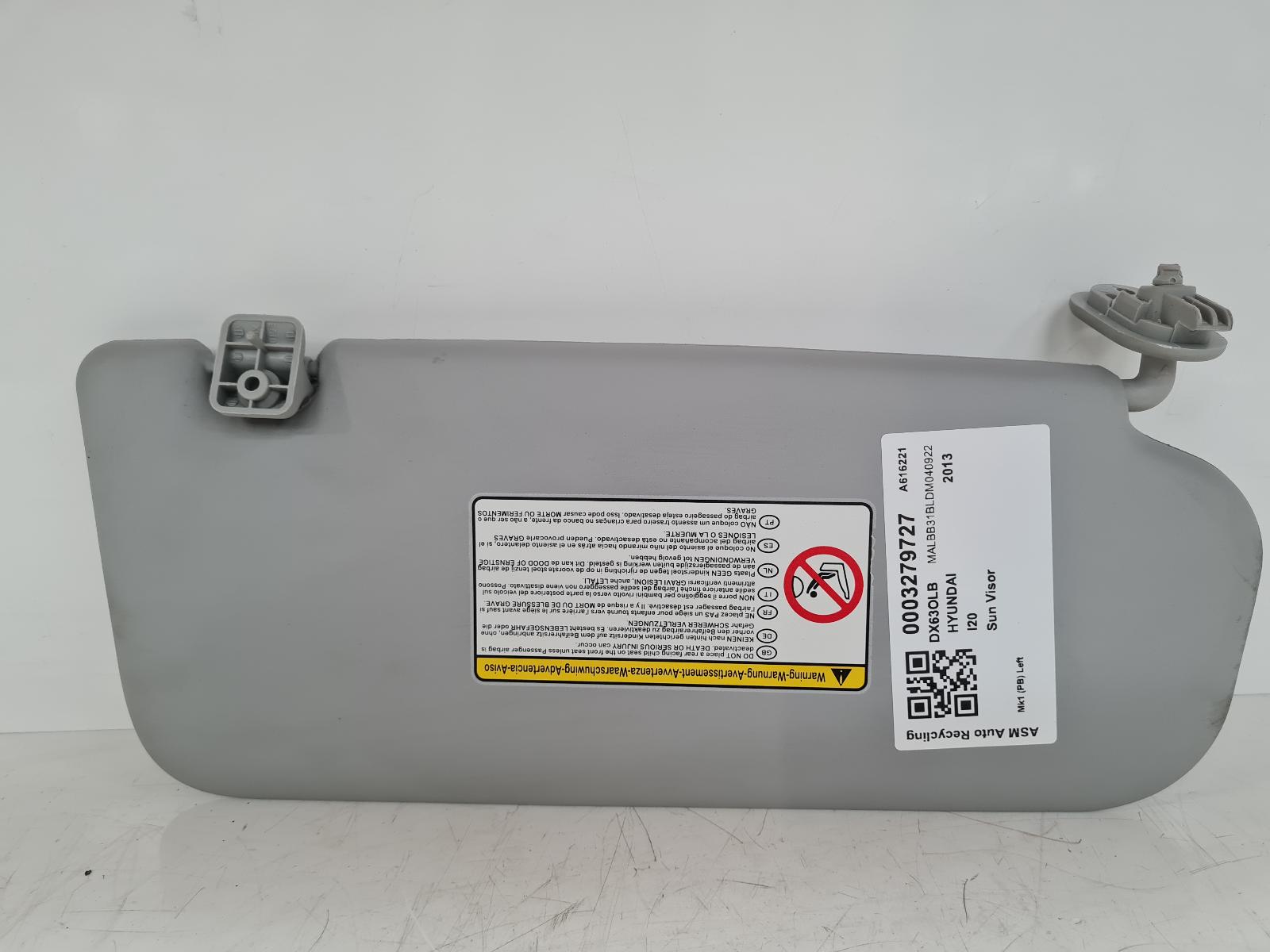 View Auto part Sun visor Hyundai I20 2013