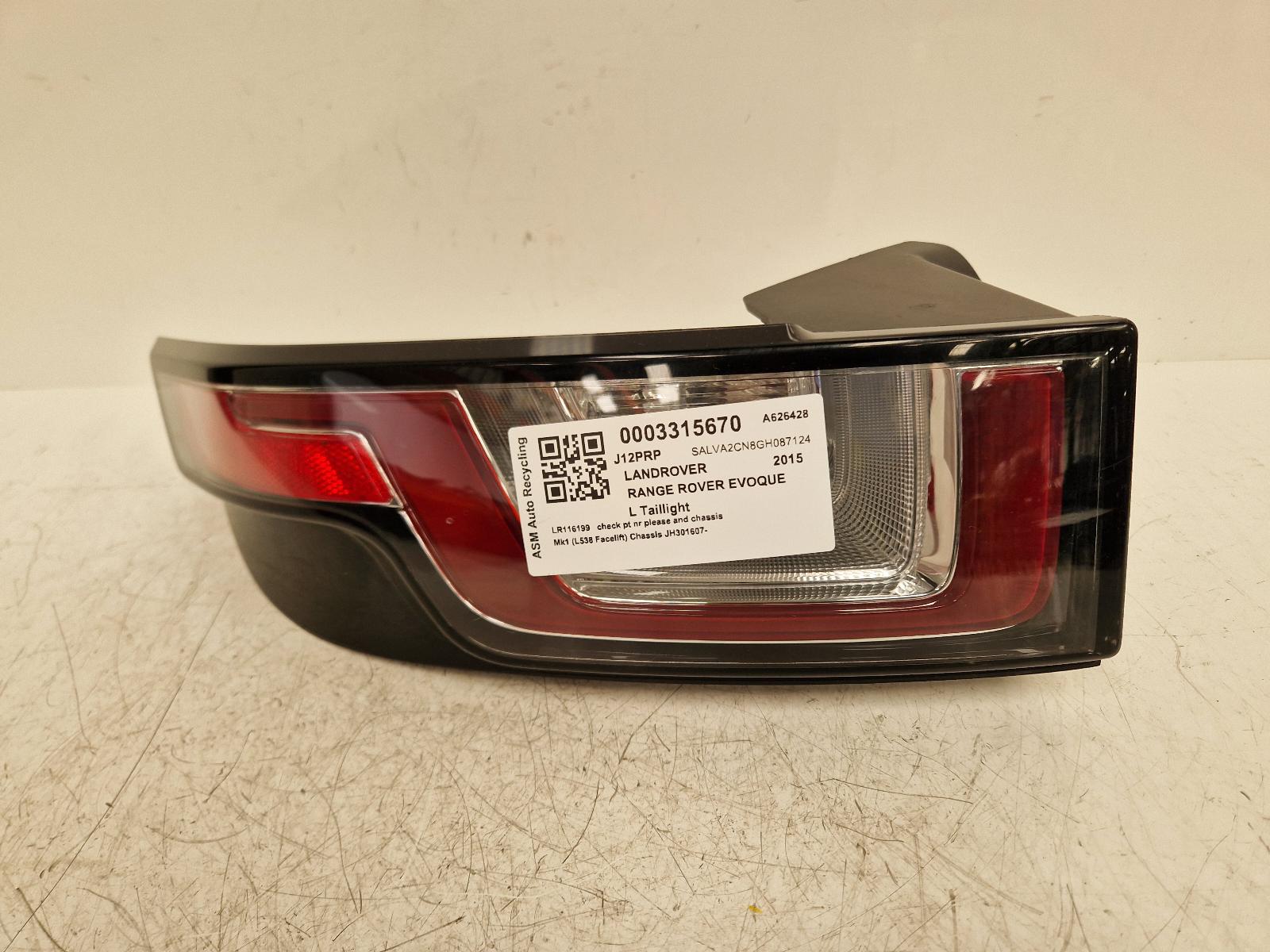 View Auto part L Taillight Land Rover Range Rover Evoque 2015