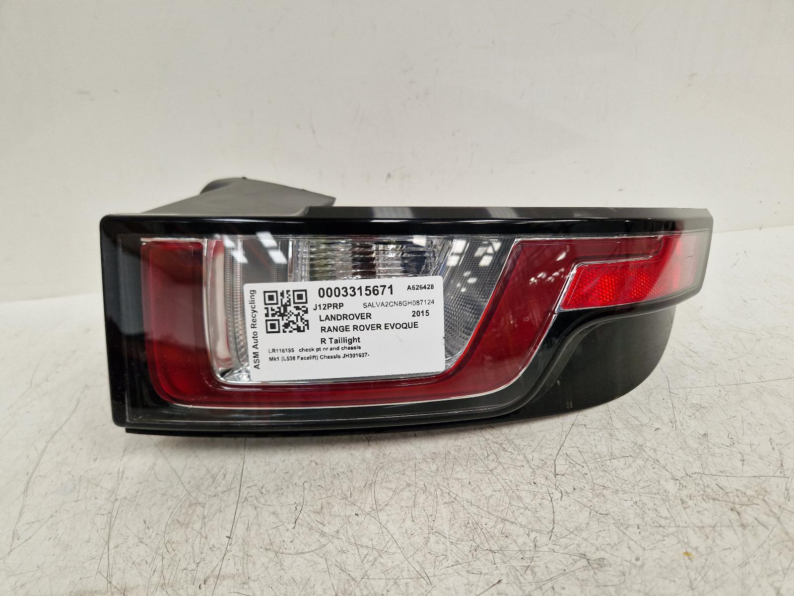 View Auto part R Taillight Land Rover Range Rover Evoque 2015